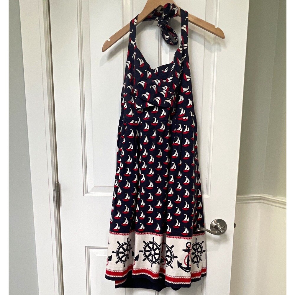 Anthropologie Windward Postmark Sailboat size 6 Nautical Coastal Halter Dress